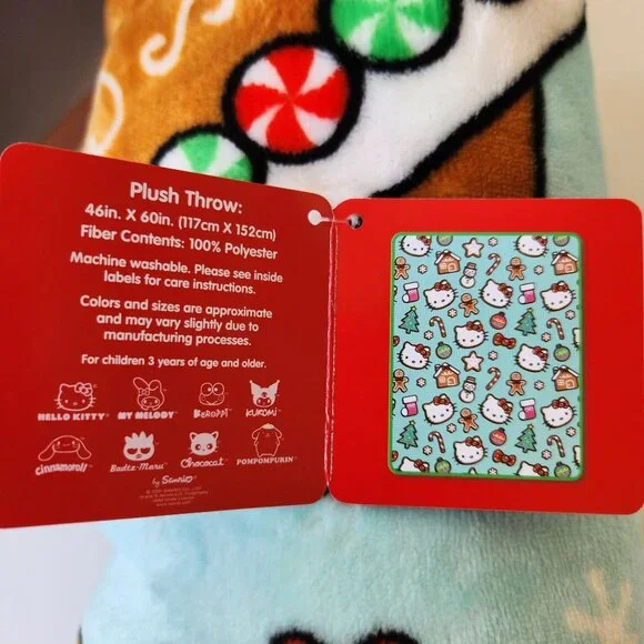 Hello Kitty And Friends Holiday Blanket Soft Fleece Throw Christmas Gingerbread - Picture 10 of 10